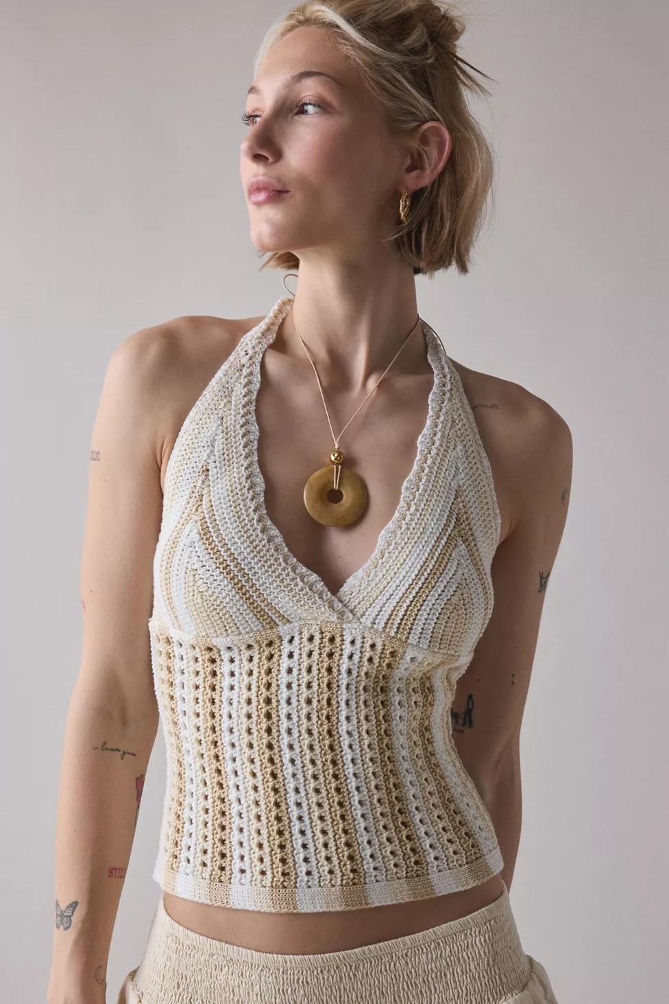 Factory Direct Crochet Halter Top with Drawstring Skirt