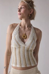 Factory Direct Crochet Halter Top with Drawstring Skirt