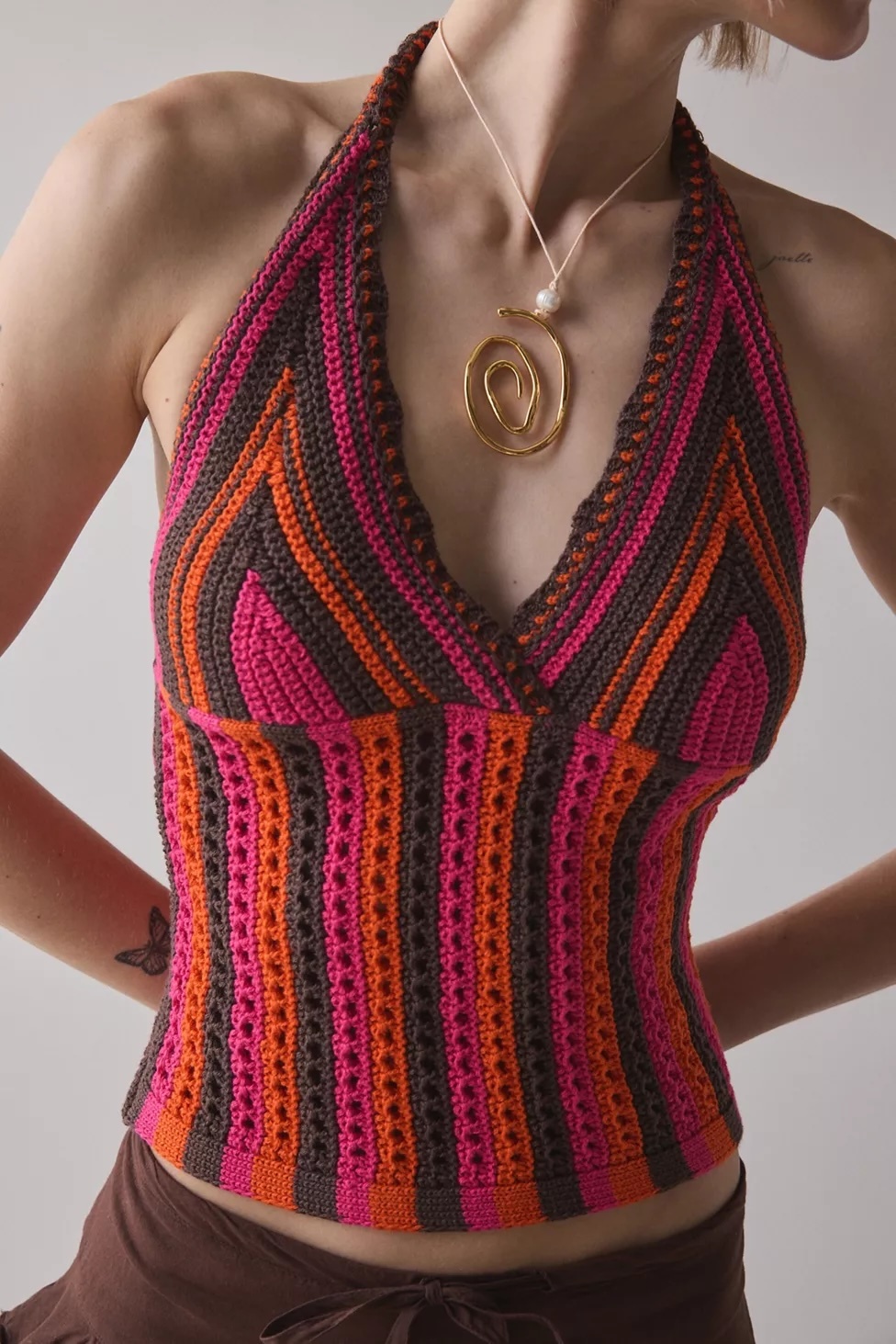 Factory Direct Crochet Halter Top with Drawstring Skirt