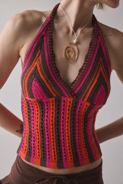 Factory Direct Crochet Halter Top with Drawstring Skirt