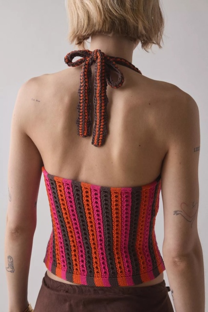 Factory Direct Crochet Halter Top with Drawstring Skirt