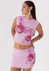 OEM ODM  Floral Print Crop Top and Skirt Set