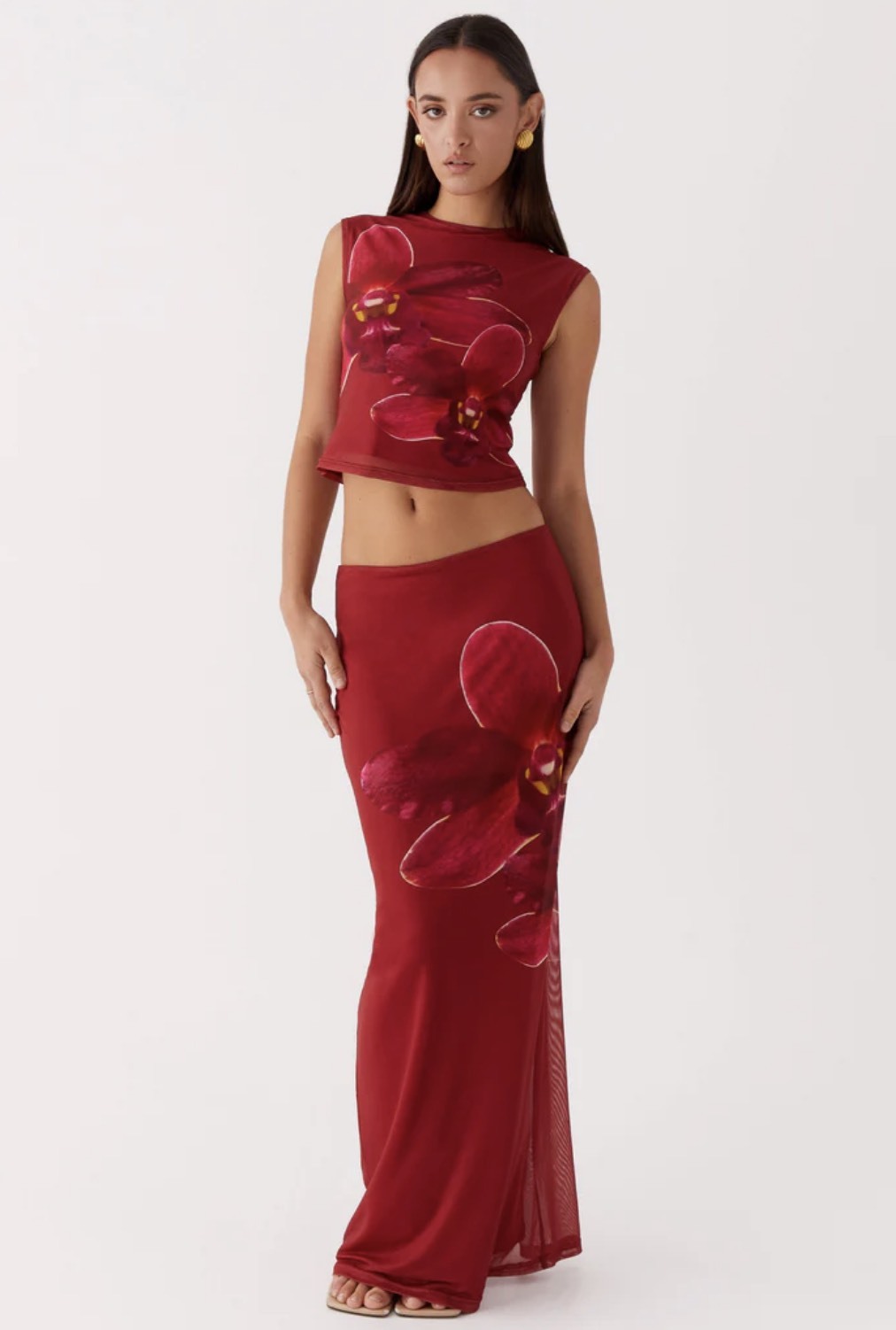 OEM ODM  Floral Print Crop Top and Skirt Set