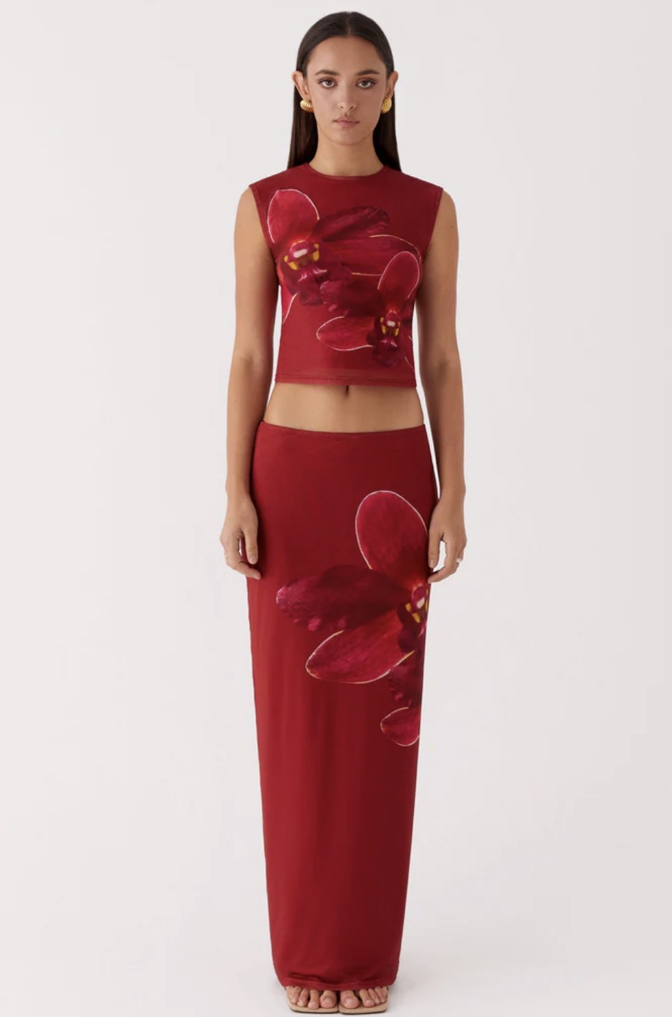 OEM ODM  Floral Print Crop Top and Skirt Set