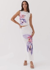 OEM ODM  Floral Print Crop Top and Skirt Set