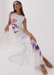 OEM ODM  Floral Print Crop Top and Skirt Set