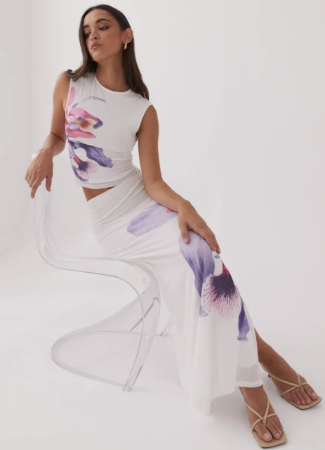 OEM ODM  Floral Print Crop Top and Skirt Set