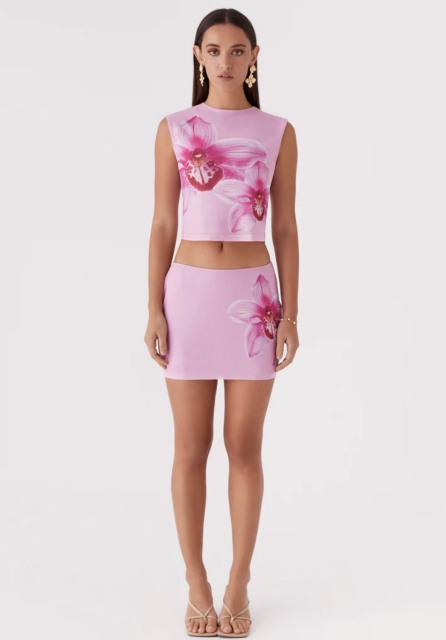 OEM ODM  Floral Print Crop Top and Skirt Set