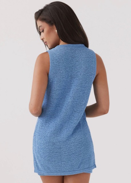 Custom Design Knitted Button-Front Vest and Skirt Set