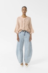 Personalized Chunky Knit Button-Front Cardigan for Women – Oversized Soft Mohair Sweater with Cable Knit Detailing