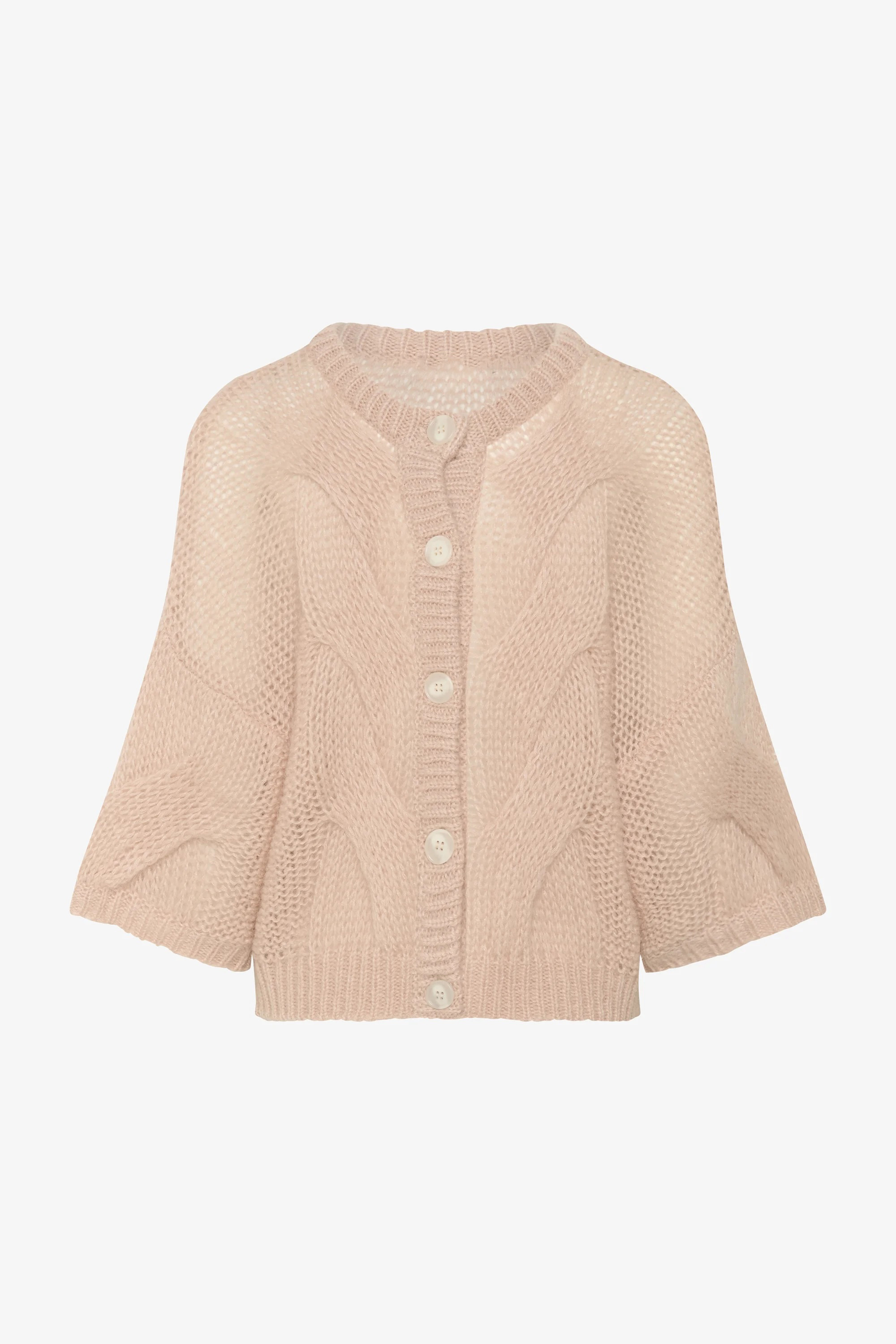 Personalized Chunky Knit Button-Front Cardigan for Women – Oversized Soft Mohair Sweater with Cable Knit Detailing