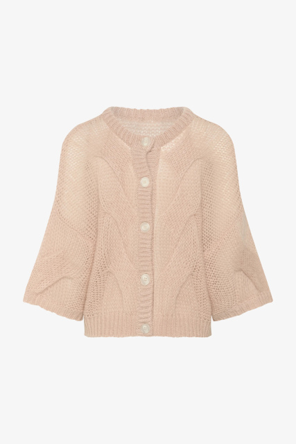 Personalized Chunky Knit Button-Front Cardigan for Women – Oversized Soft Mohair Sweater with Cable Knit Detailing