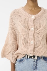 Personalized Chunky Knit Button-Front Cardigan for Women – Oversized Soft Mohair Sweater with Cable Knit Detailing