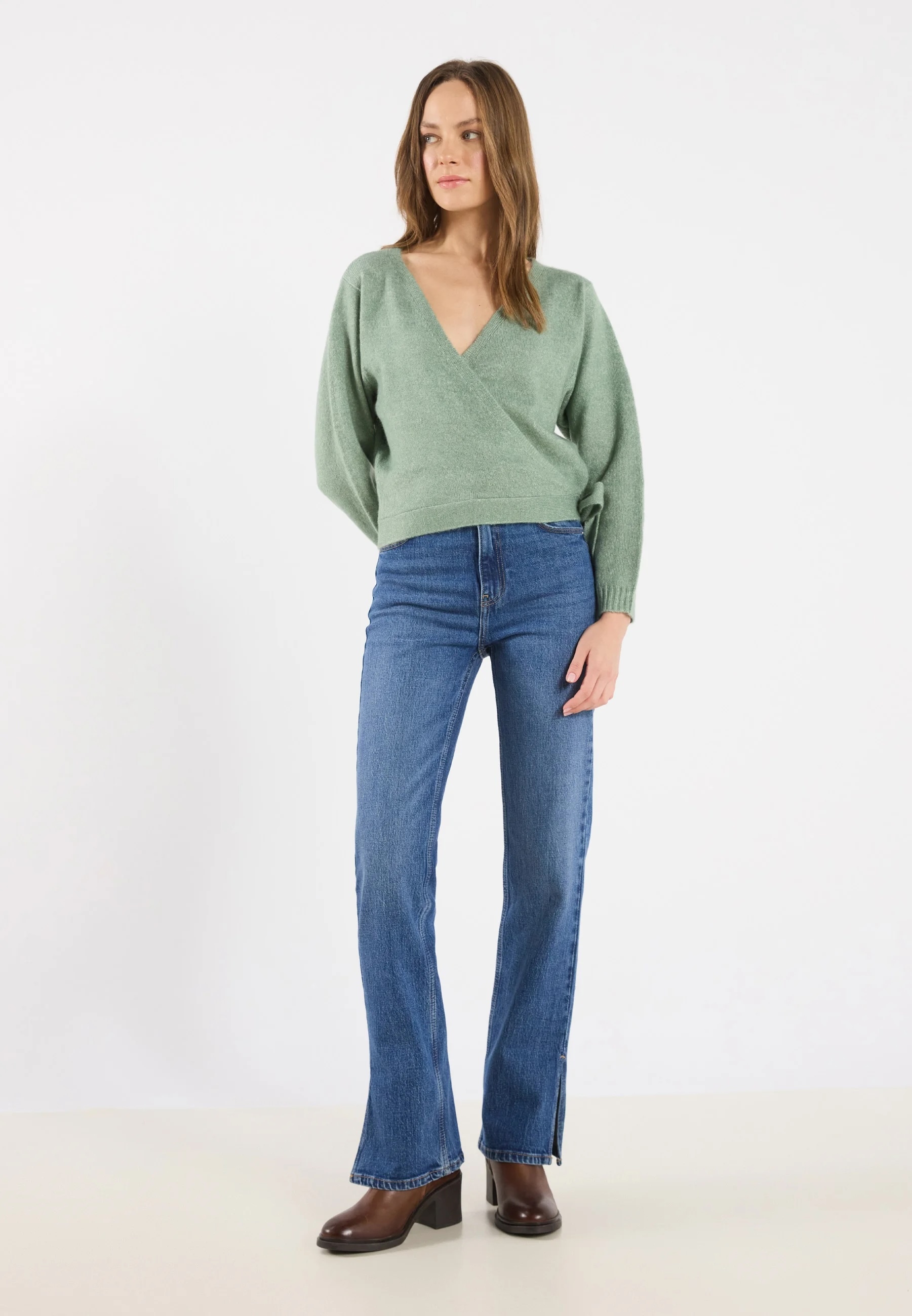 Custom Design Women's Wrap Knit Sweater – V-Neck Pullover with Side Tie Detail, Long Sleeve Lightweight Knitwear Top
