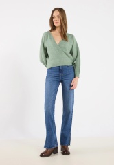 Custom Design Women's Wrap Knit Sweater – V-Neck Pullover with Side Tie Detail, Long Sleeve Lightweight Knitwear Top