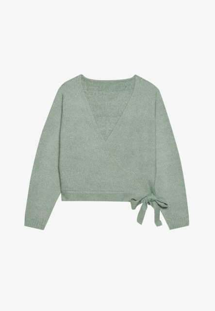 Custom Design Women's Wrap Knit Sweater – V-Neck Pullover with Side Tie Detail, Long Sleeve Lightweight Knitwear Top