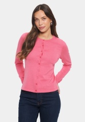 Wholesale Women's Classic Crew Neck Button-Up Cardigan – Soft Knit Long Sleeve Lightweight Sweater Top