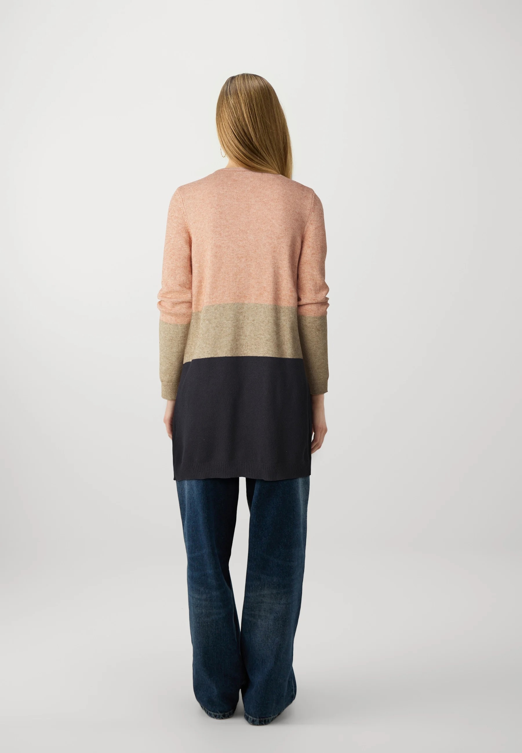 Factory Direct Women's Colorblock Longline Knit Cardigan – Open Front Lightweight Sweater with Pockets