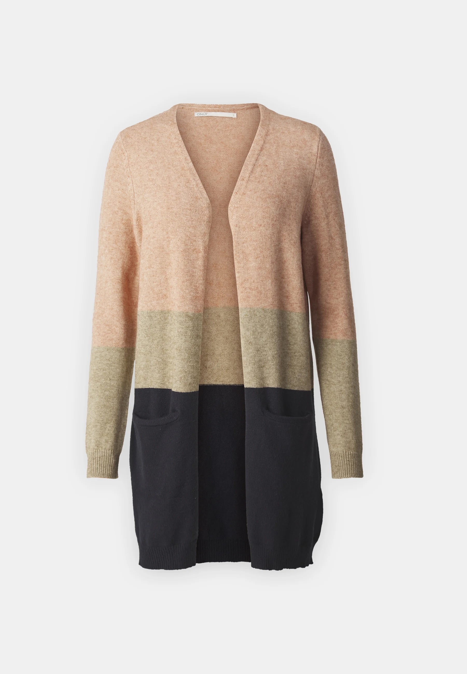 Factory Direct Women's Colorblock Longline Knit Cardigan – Open Front Lightweight Sweater with Pockets