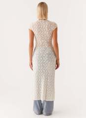 Personalized Vintage-Inspired Sheer Lace Overlay Dress with Side Bows