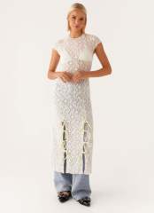 Personalized Vintage-Inspired Sheer Lace Overlay Dress with Side Bows