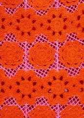 Custom Design Retro Floral Crochet Mini Dress in Tangerine and Fuchsia