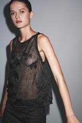 OEM ODM Black Floral Lace Sheer Dress