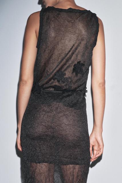 OEM ODM Black Floral Lace Sheer Dress