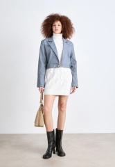 Custom Design White Cable Knit Turtleneck Sweater Dress
