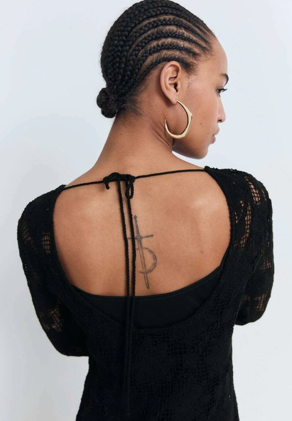 OEM ODM Black Crochet Floral Dress