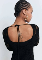 OEM ODM Black Crochet Floral Dress