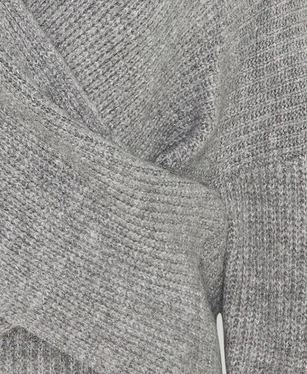 Customized Grey Cross-Front Knit Sweater