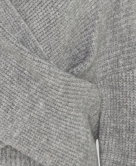 Customized Grey Cross-Front Knit Sweater
