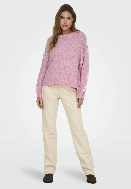 Made-to-order Soft Pink Knit Sweater with Side Stitching