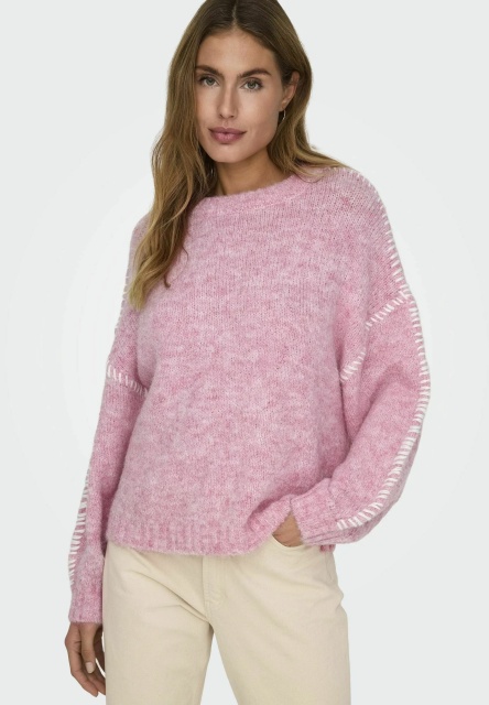 Made-to-order Soft Pink Knit Sweater with Side Stitching