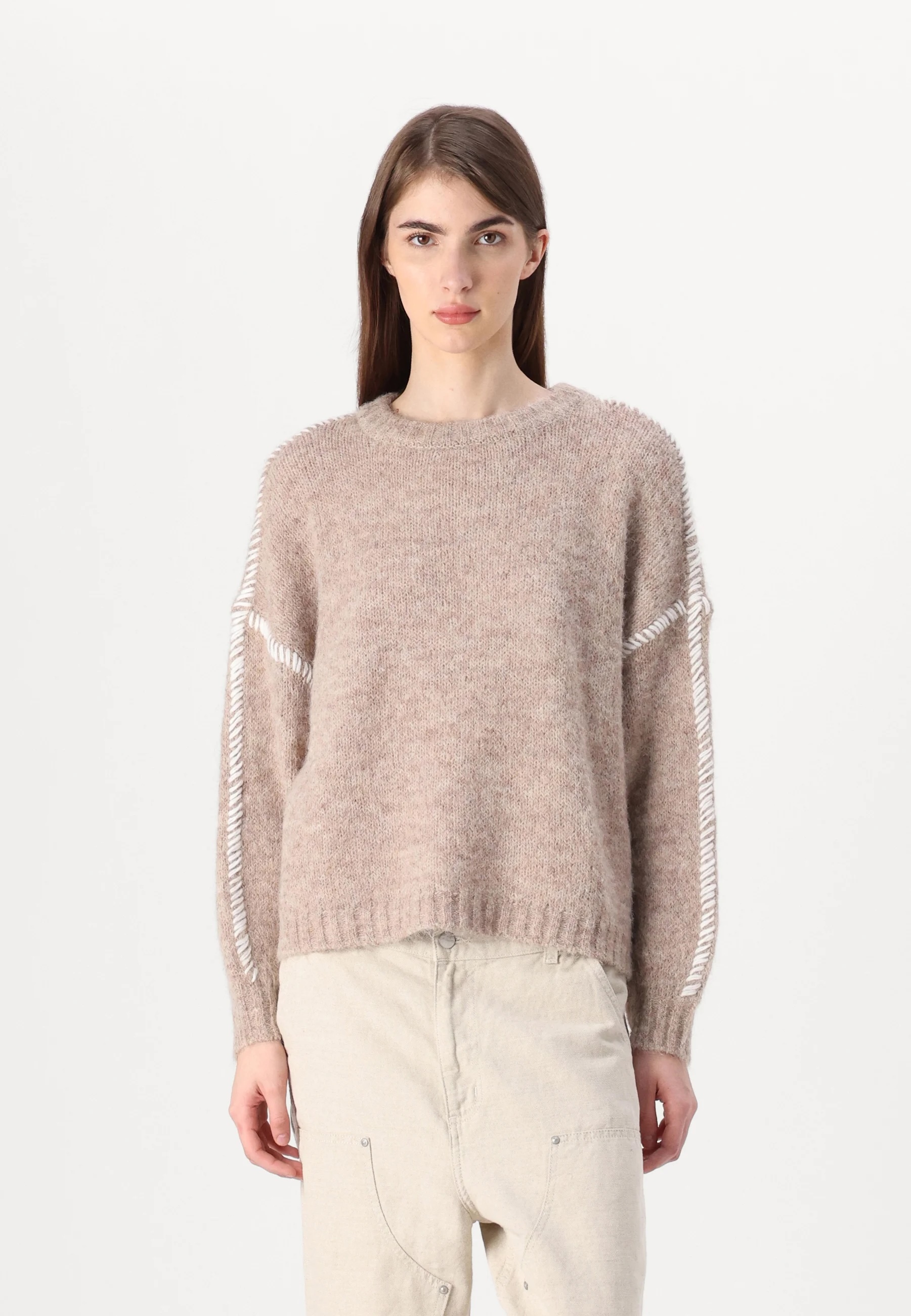Made-to-order Soft Pink Knit Sweater with Side Stitching