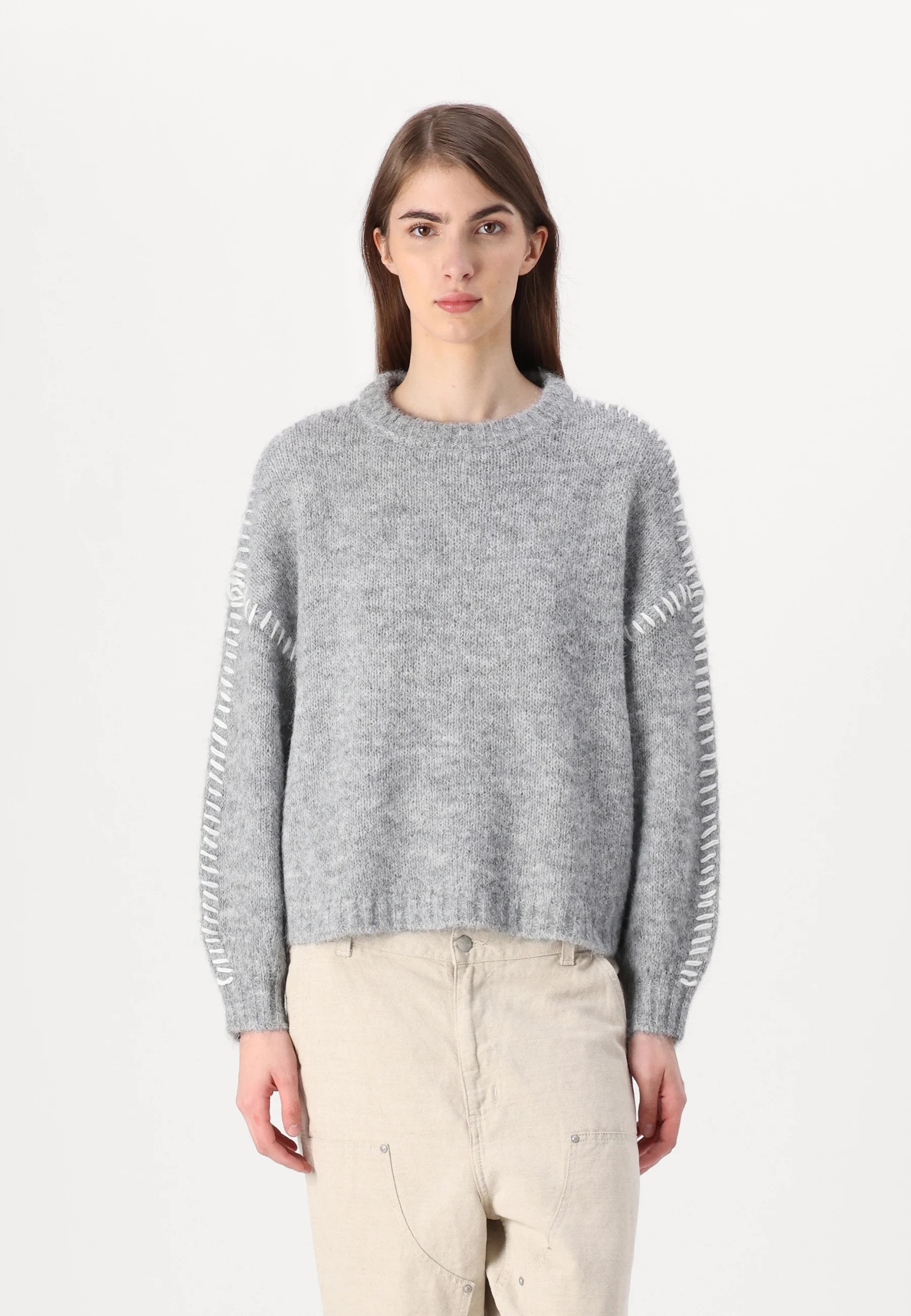 Made-to-order Soft Pink Knit Sweater with Side Stitching