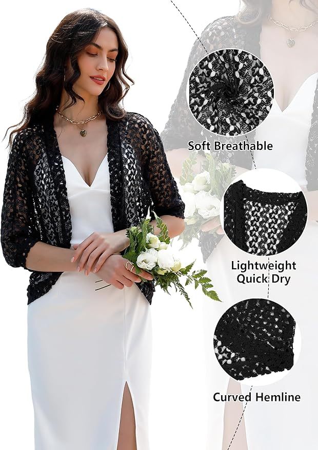 Factory Direct Elegant Black Lace Cardigan for Women