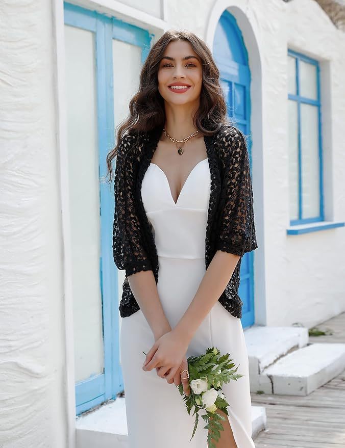 Factory Direct Elegant Black Lace Cardigan for Women