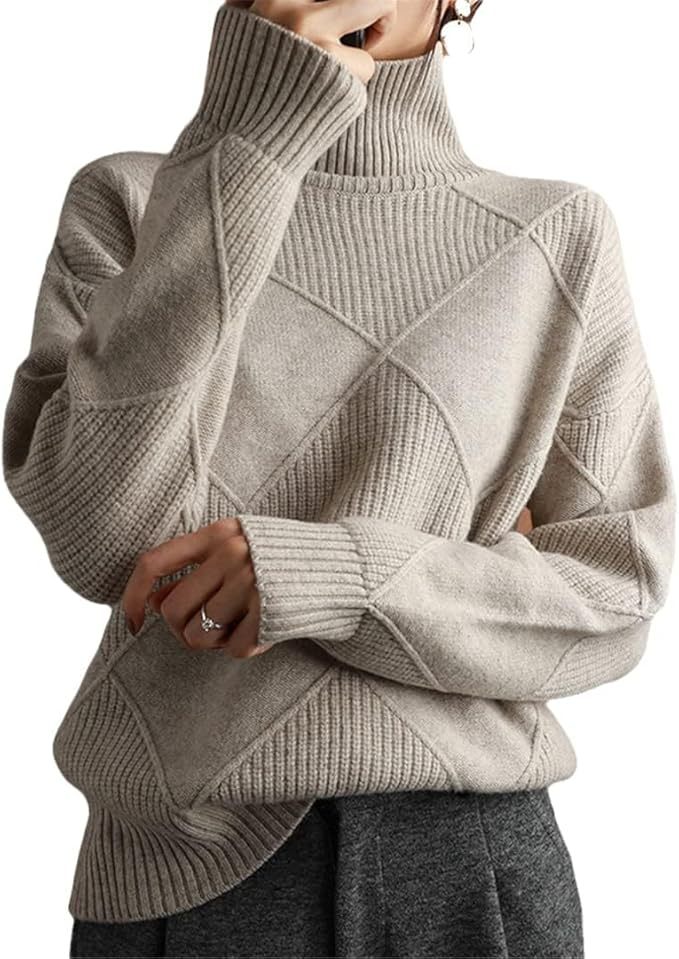 Wholesale Women's Stylish Chunky Knit Turtleneck Sweater