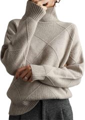 Wholesale Women's Stylish Chunky Knit Turtleneck Sweater