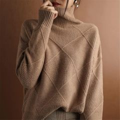 Wholesale Women's Stylish Chunky Knit Turtleneck Sweater