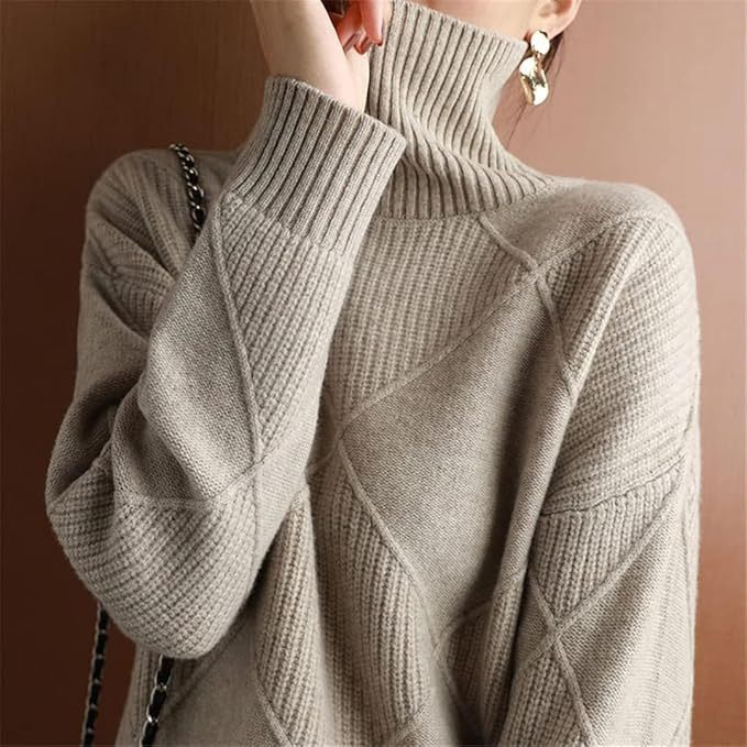 Wholesale Women's Stylish Chunky Knit Turtleneck Sweater