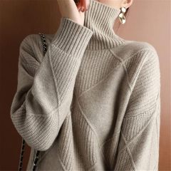 Wholesale Women's Stylish Chunky Knit Turtleneck Sweater