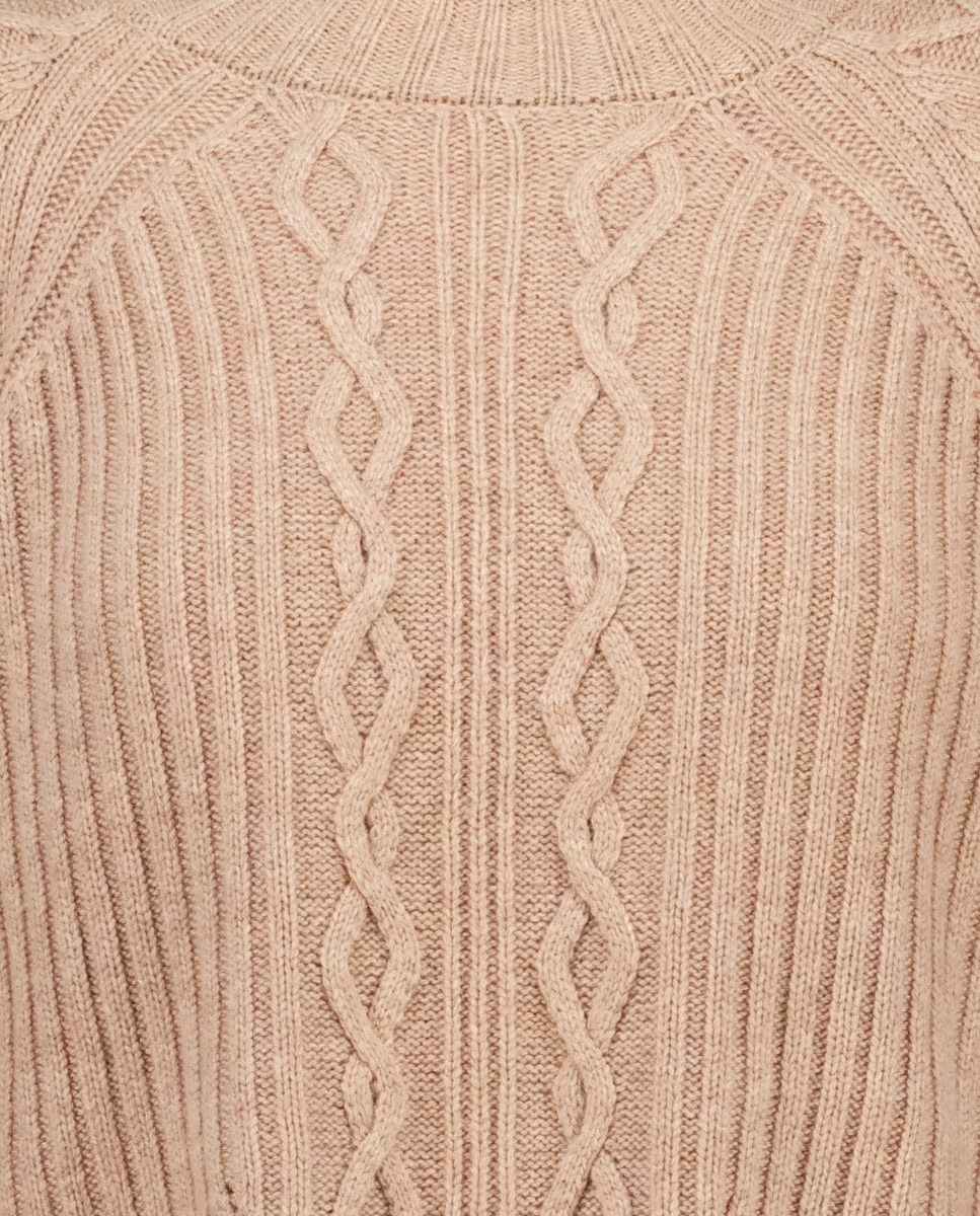 OEM ODM Women's Ribbed Cable-Knit High Neck Sweater