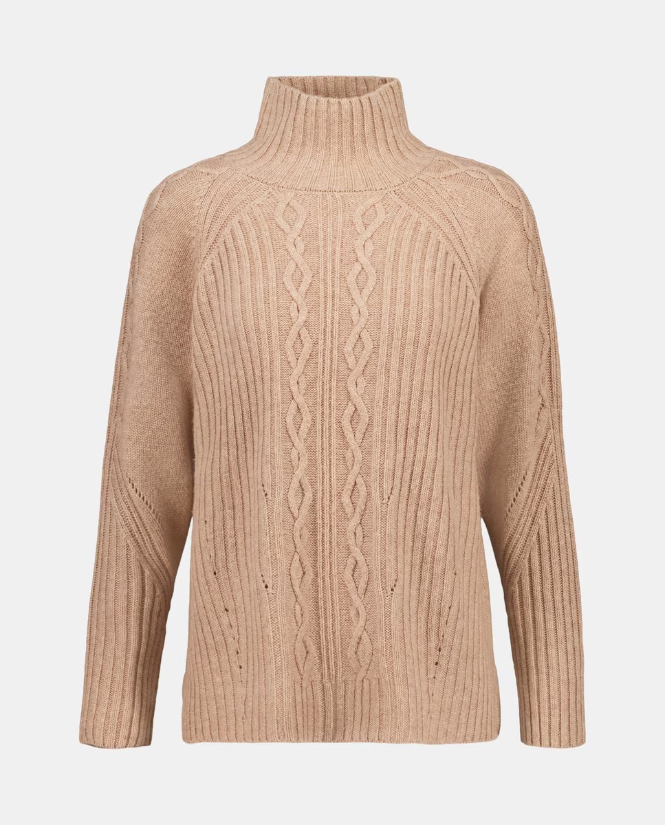 OEM ODM Women's Ribbed Cable-Knit High Neck Sweater