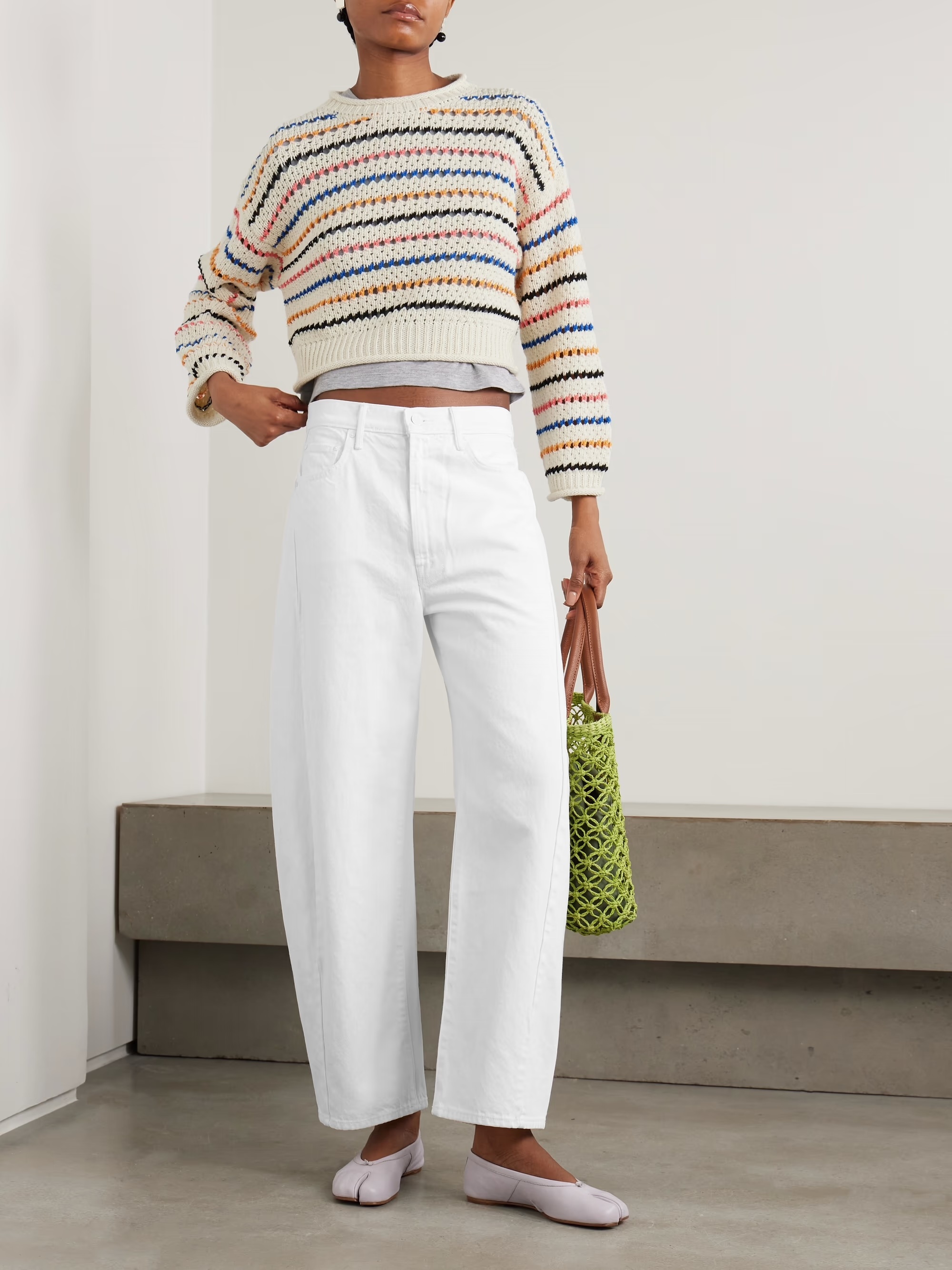 Wholesale Colorful Striped Crochet Knit Sweater