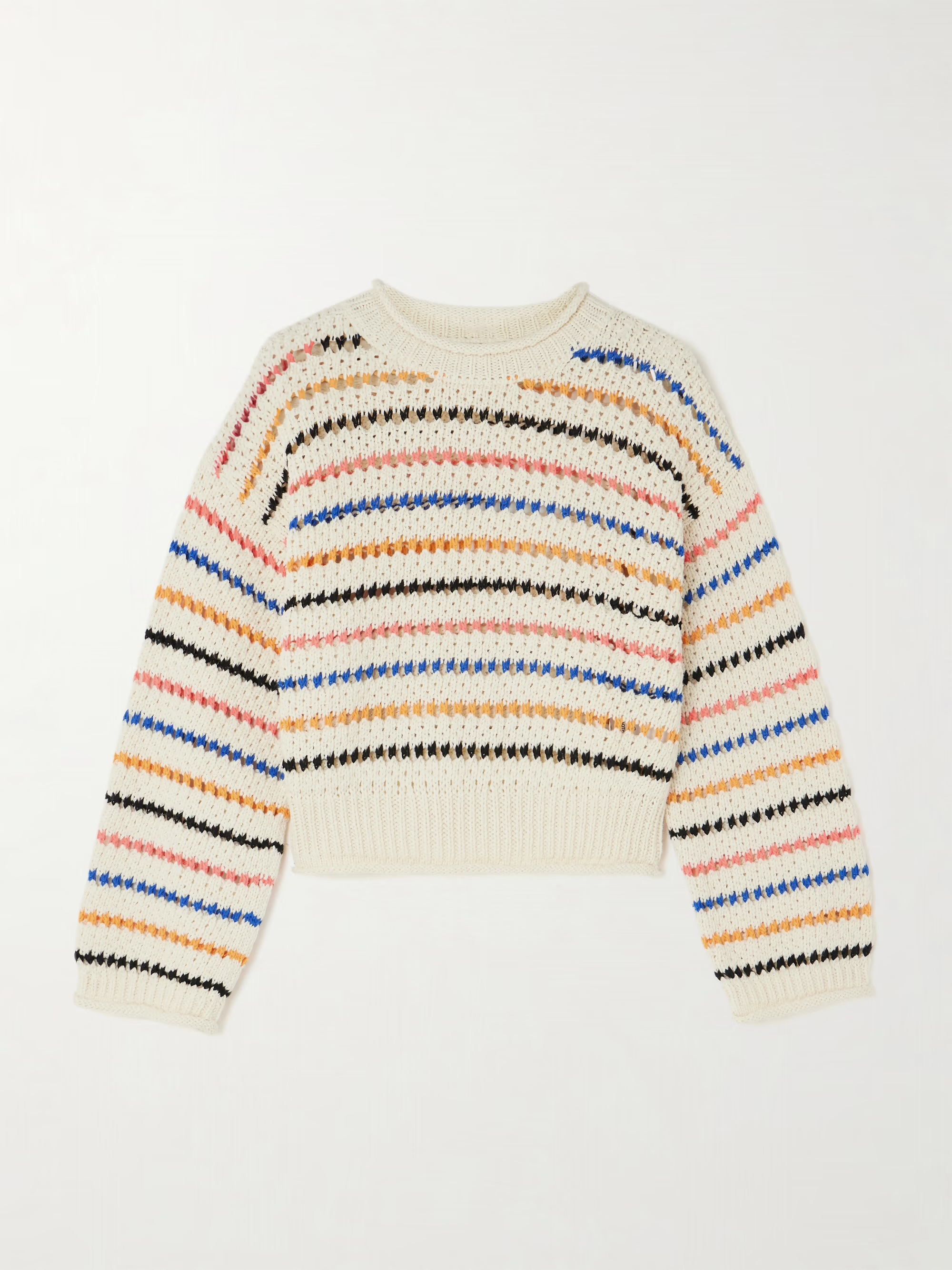 Wholesale Colorful Striped Crochet Knit Sweater