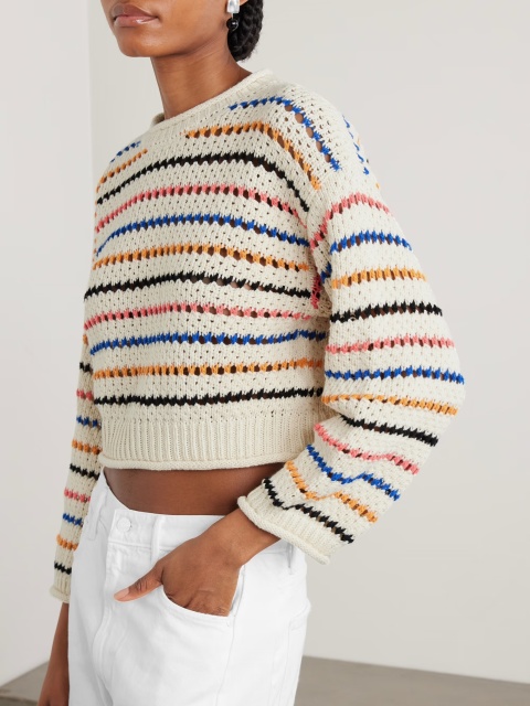 Wholesale Colorful Striped Crochet Knit Sweater