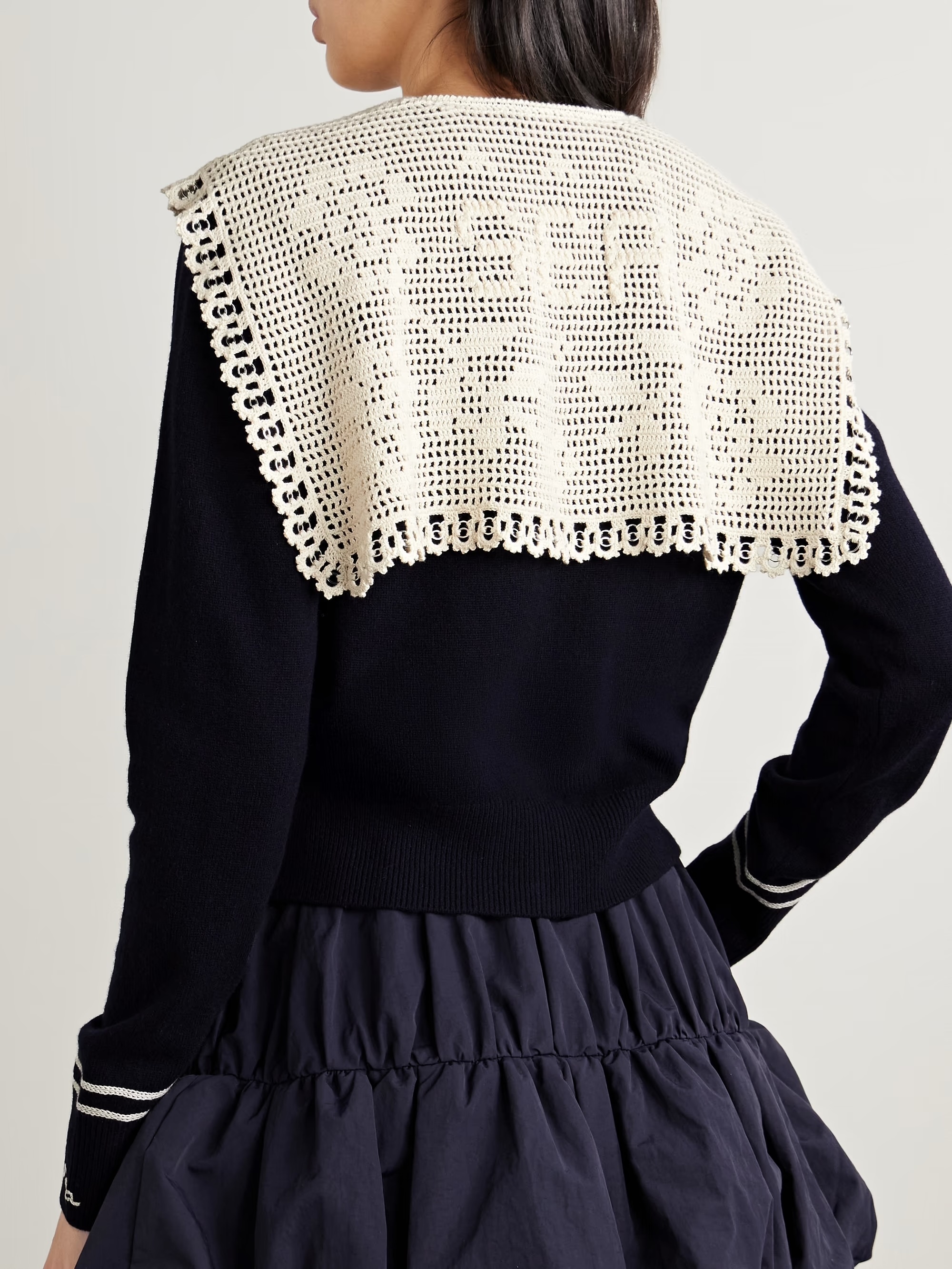 Made-to-order Navy knit Collar Cardigan